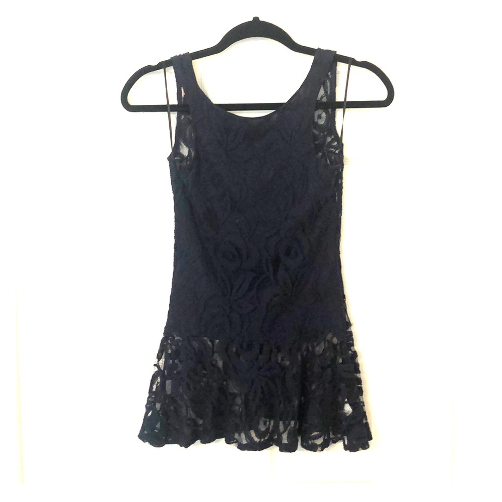 Lace tank with low v back